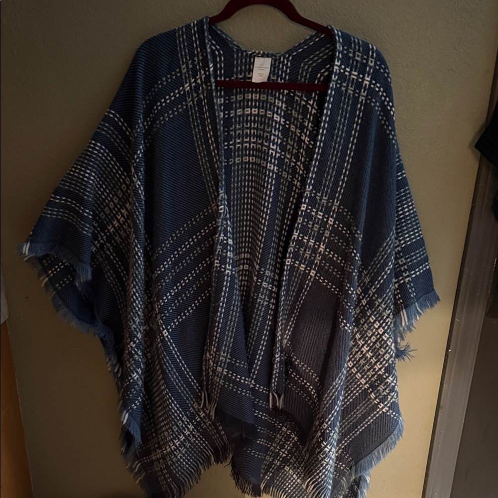 Christopher & Banks Navy and Cream Checkered Wrap